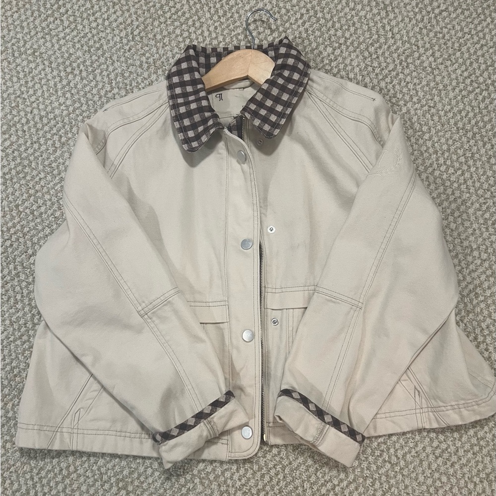 Anthropologie Pilcro Brown and Cream Gingham Jacket